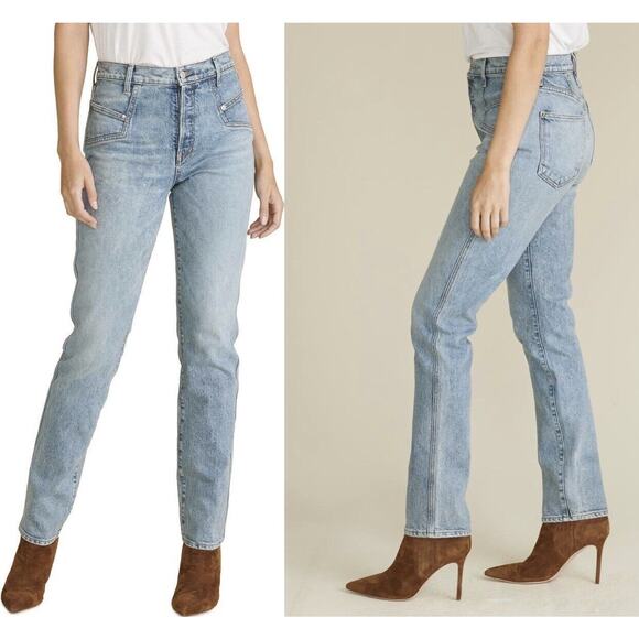 NEW VERONICA BEARD Ryleigh High Waist Slim Straight Leg Blue Jeans Women's Sz 24